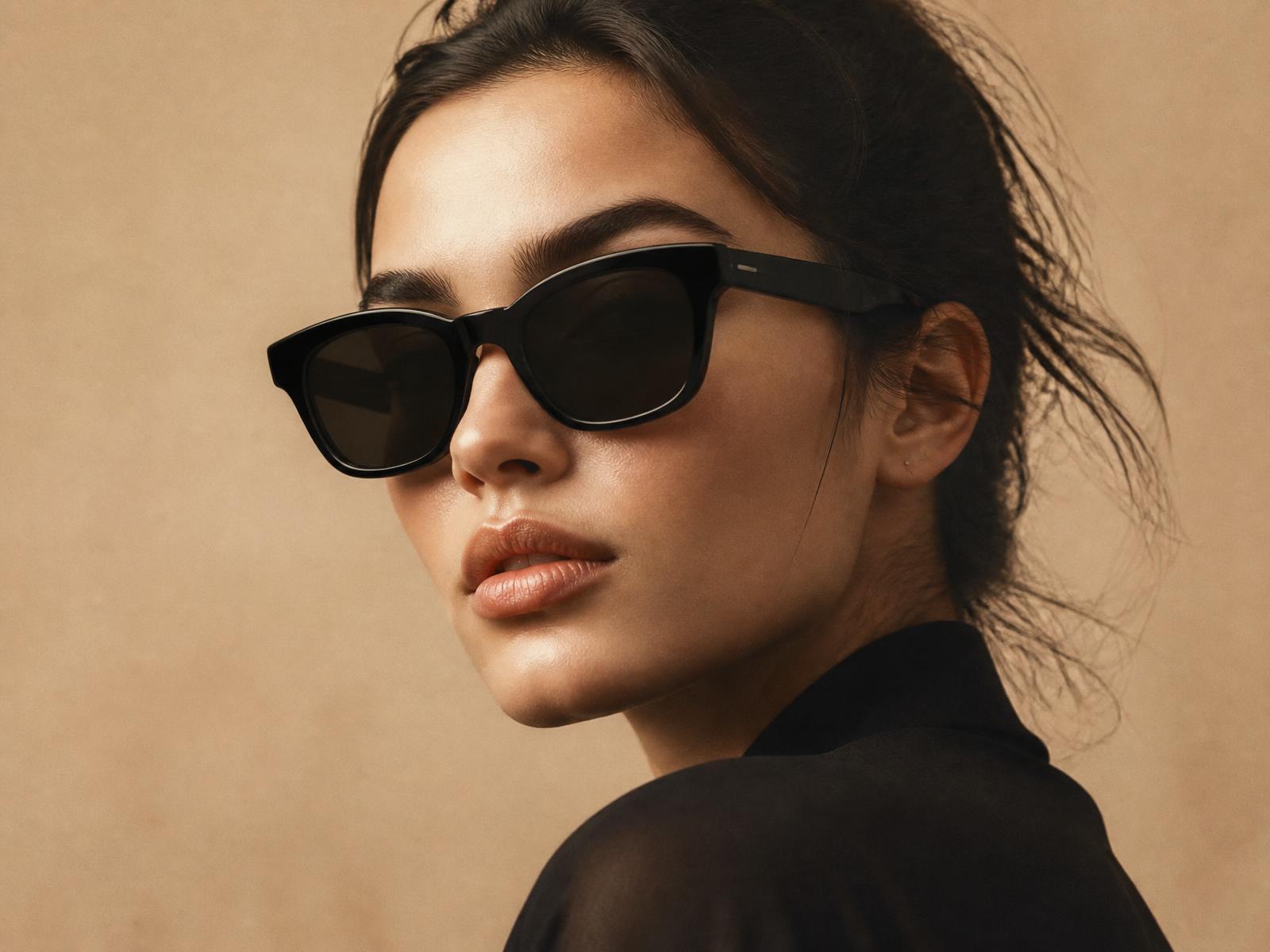 Modelo con gafas de sol Black Santoni